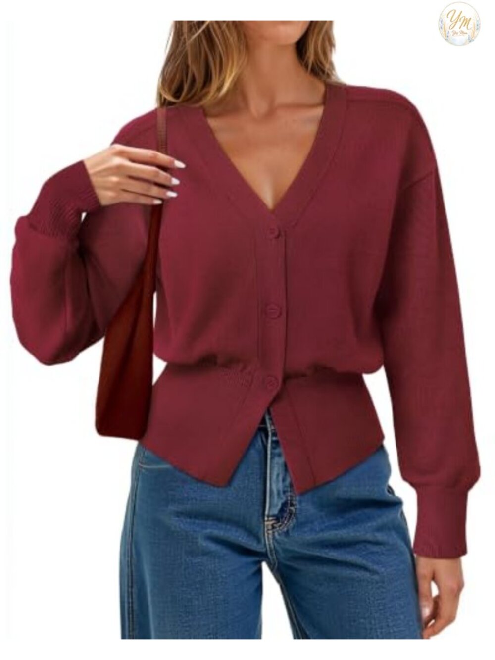 Womens Open Front Ribbed Knit Cardigan Peplum Button Long Sleeve Sweater